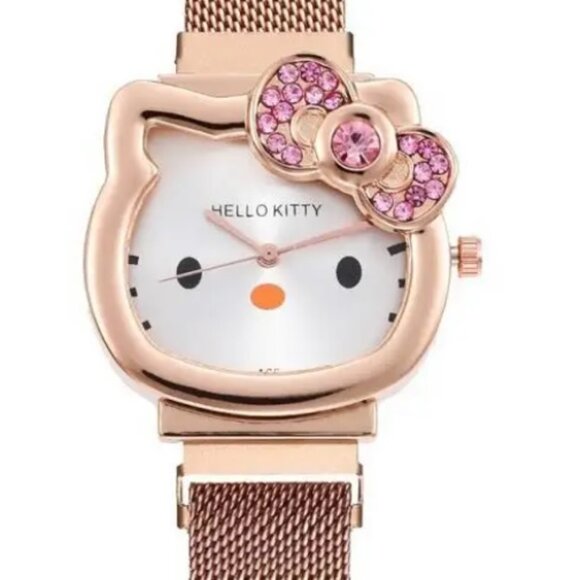 HELLO KITTY ROSE GOLD Mesh Band Quartz Watch, magnetic clasp - Picture 5 of 6